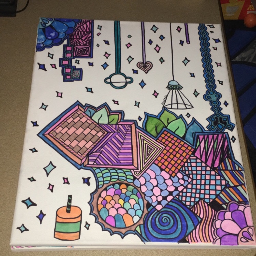 I’m selling this one of a kind colorful canvas I made..